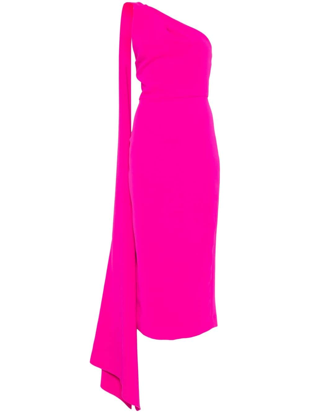 OS42048MAGENTA SAMIRA 미디 드레스